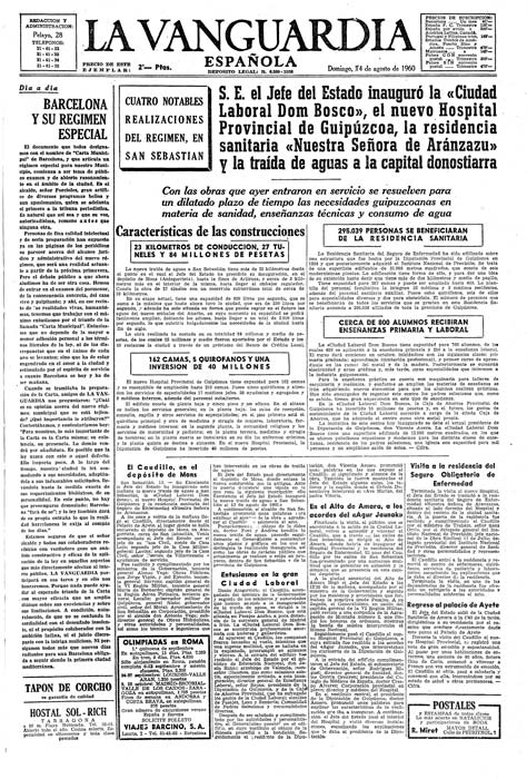 La Vanguardia” egunkariaren 1960ko abuztuaren 14ko azala.